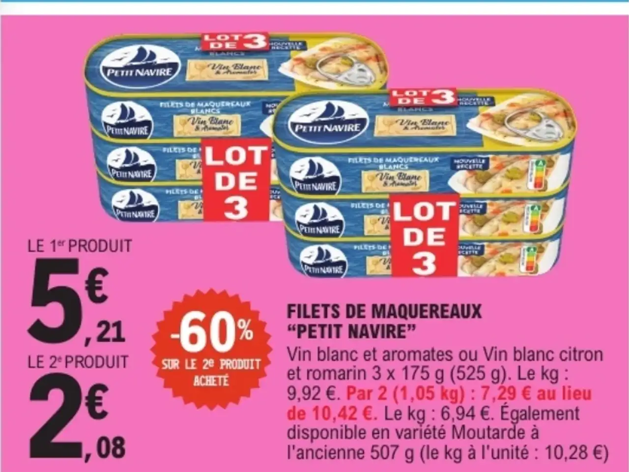FILETS DE MAQUEREAUX "PETIT NAVIRE" Vin blanc et aromates ou Vin blanc citron et romarin