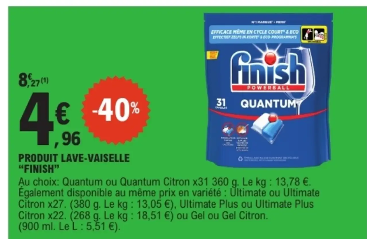 Produit lave-vaisselle Finish