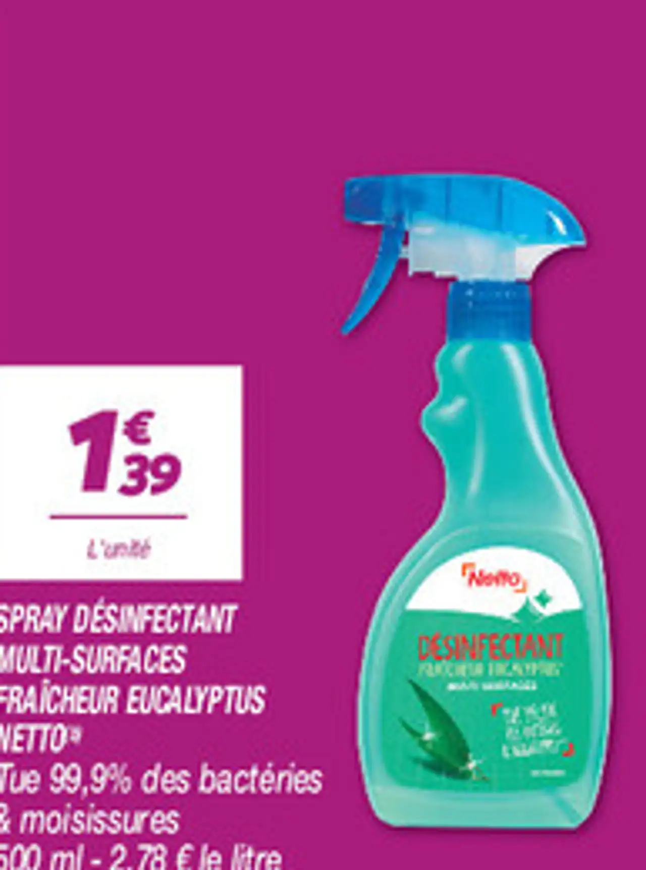 Spray désinfectant multi-surfaces fraîcheur eucalyptus