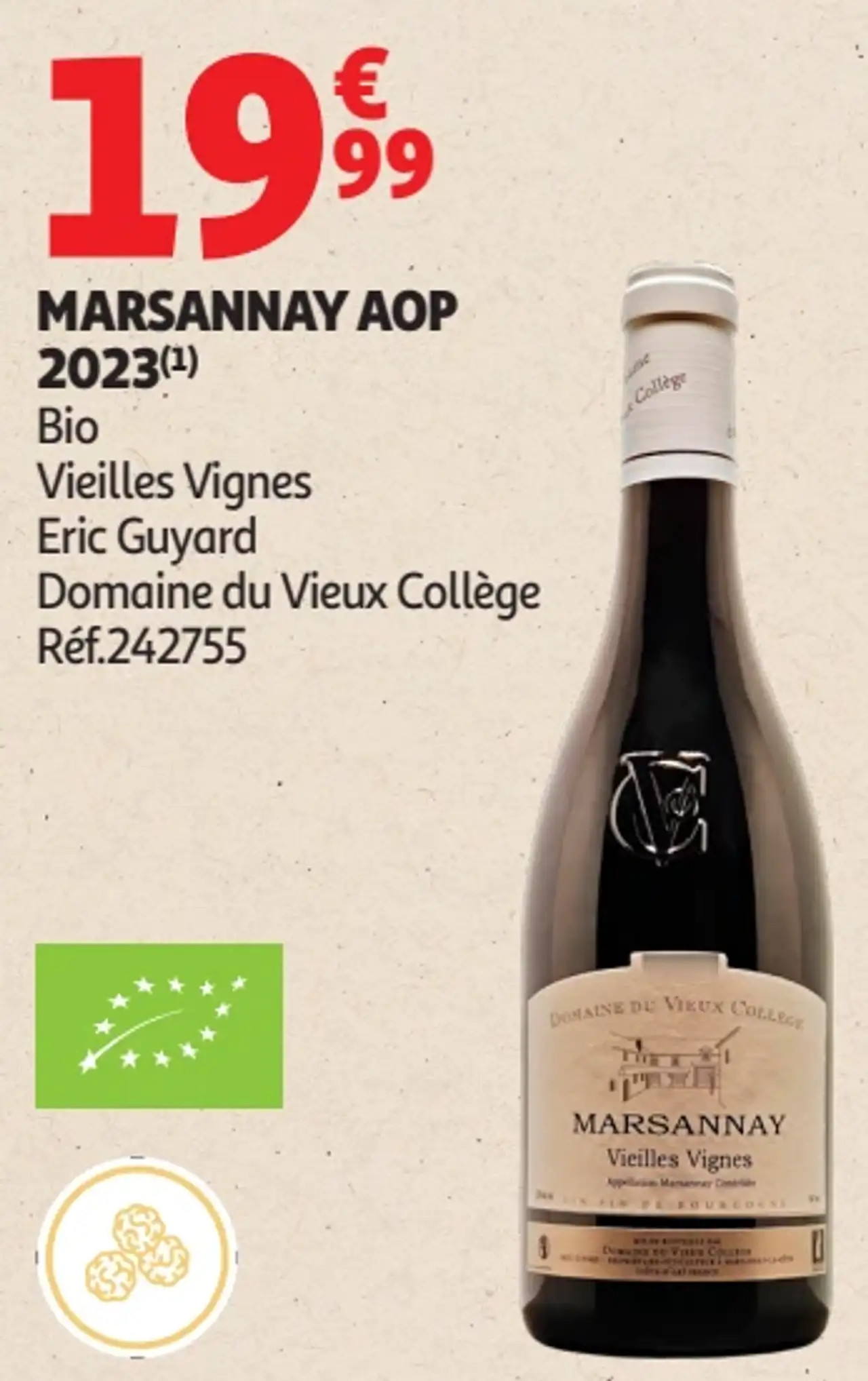 MARSANNAY AOP 2023 Bio Vieilles Vignes Eric Guyard Domaine du Vieux Collège
