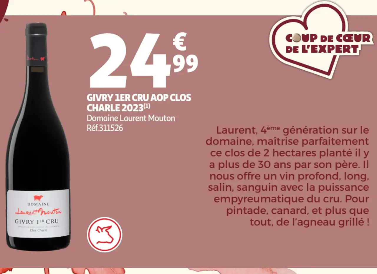 GIVRY 1ER CRU AOP CLOS CHARLE 2023 Domaine Laurent Mouton