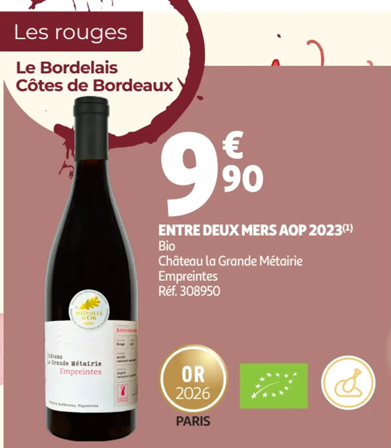Entre Deux Mers AOP 2023 Bio Château la Grande Métairie Empreintes