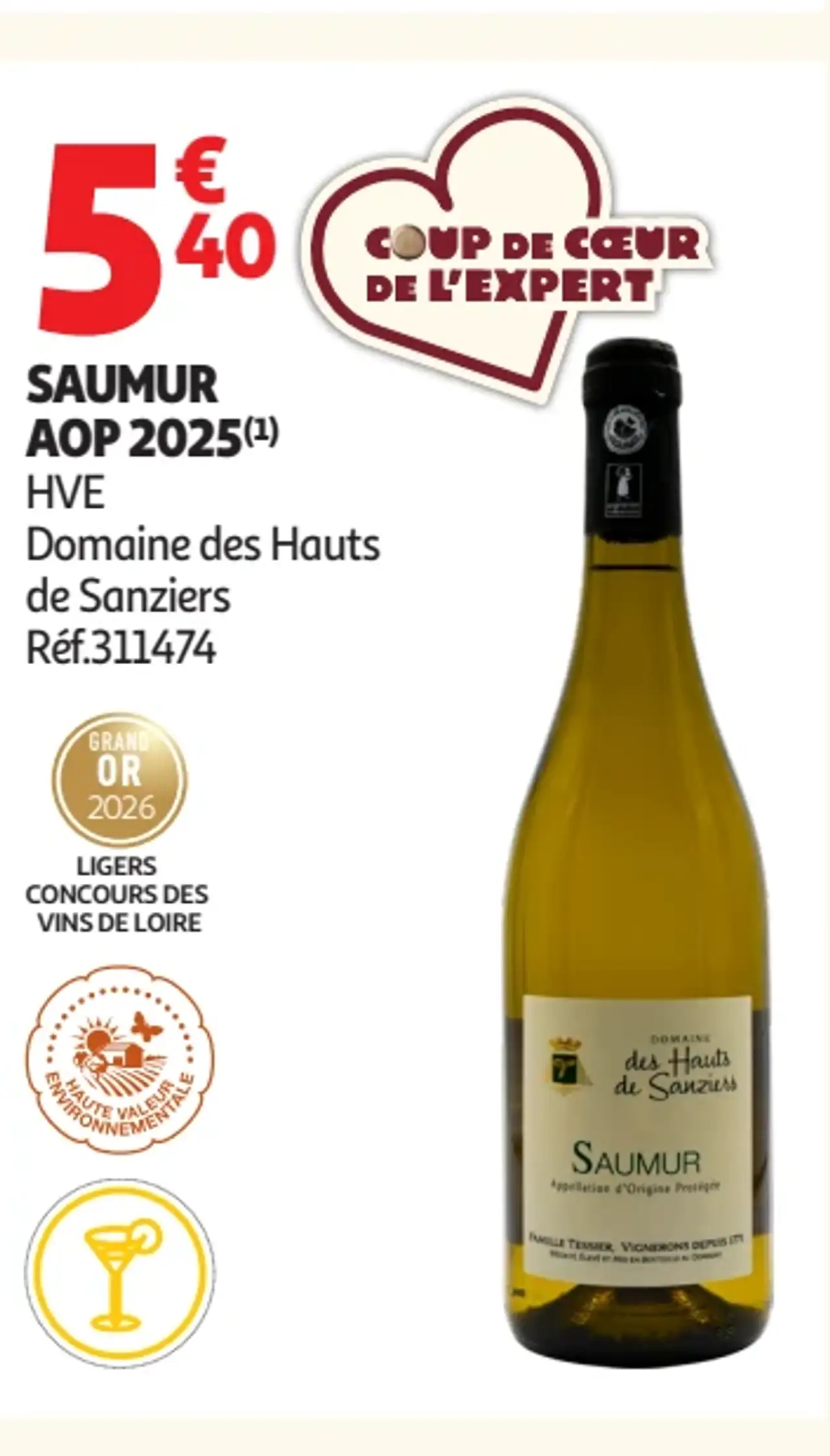 SAUMUR AOP 2025 HVE Domaine des Hauts de Sanziers