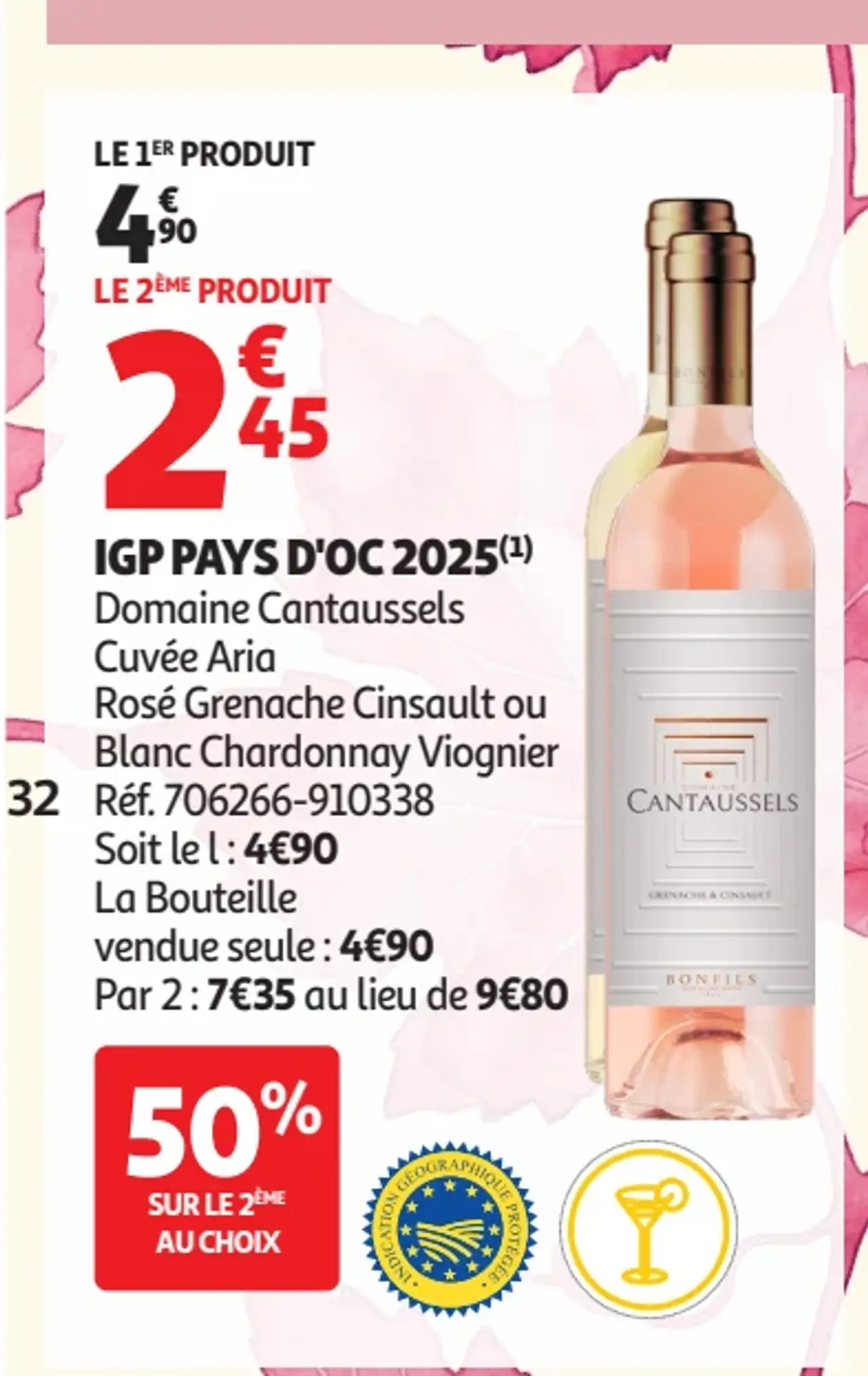 Vin Rosé ou Blanc Domaine Cantaussels Cuvée Aria IGP Pays d'Oc