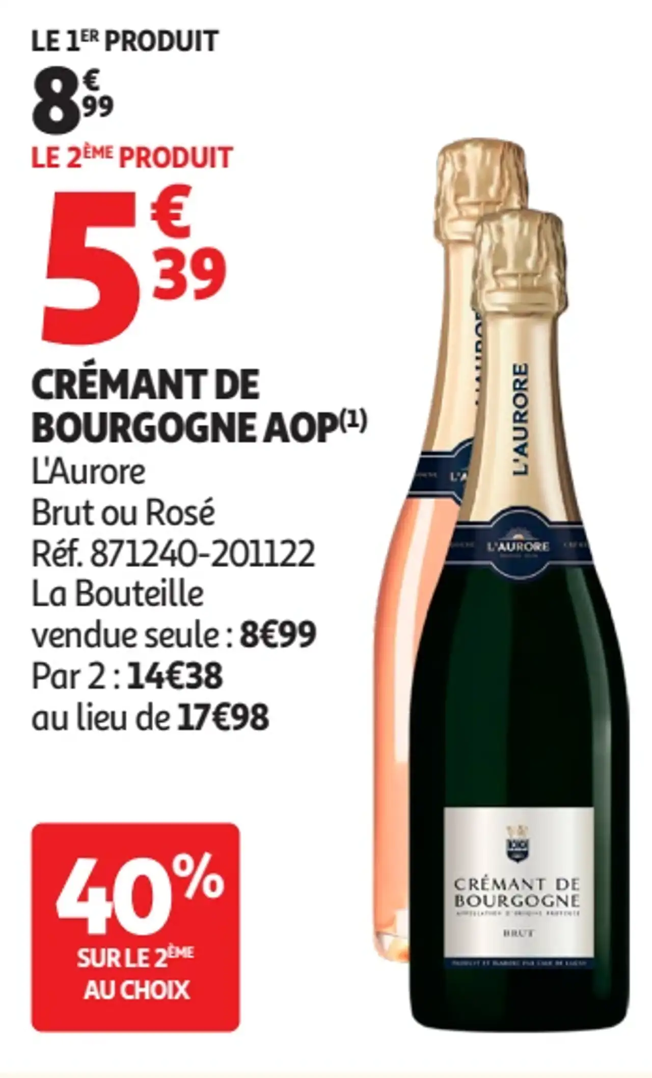 Crémant de Bourgogne AOP L'Aurore Brut ou Rosé
