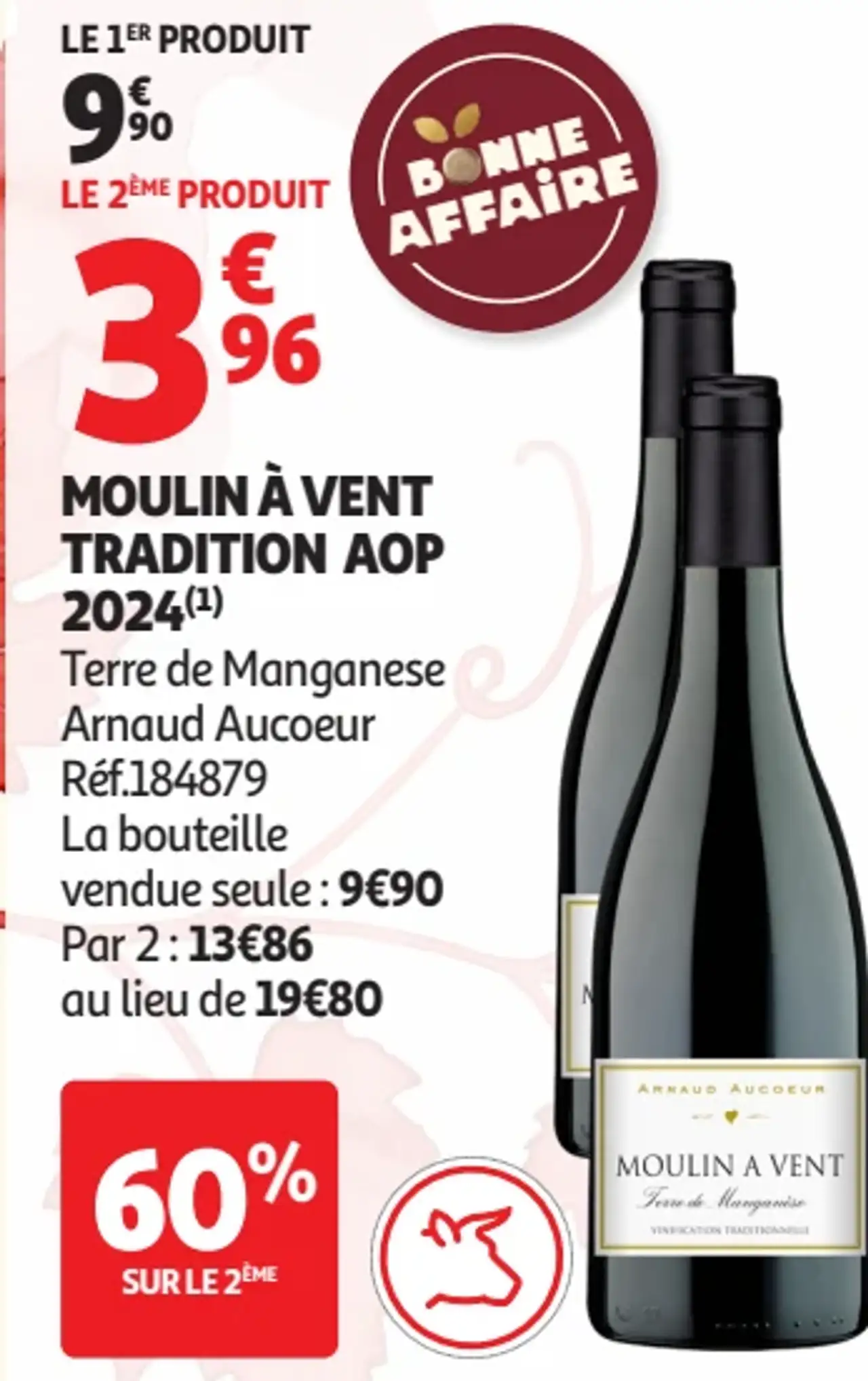 Vin rouge Moulin à Vent Tradition AOP 2024 Terre de Manganese Arnaud Aucoeur