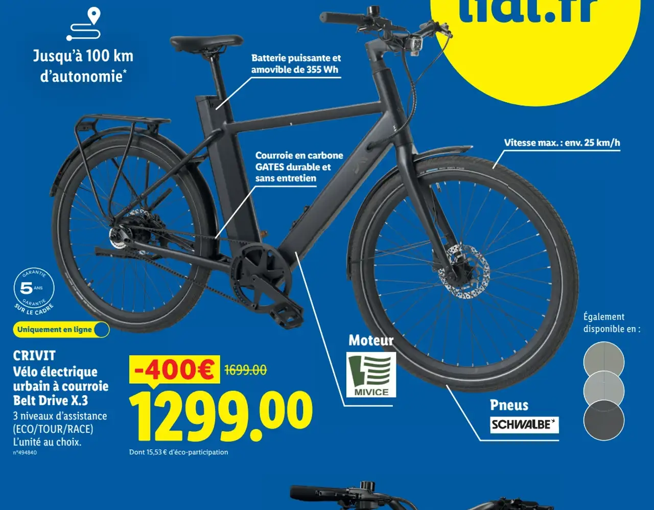CRIVIT Vélo électrique urbain à courroie Belt Drive X.3