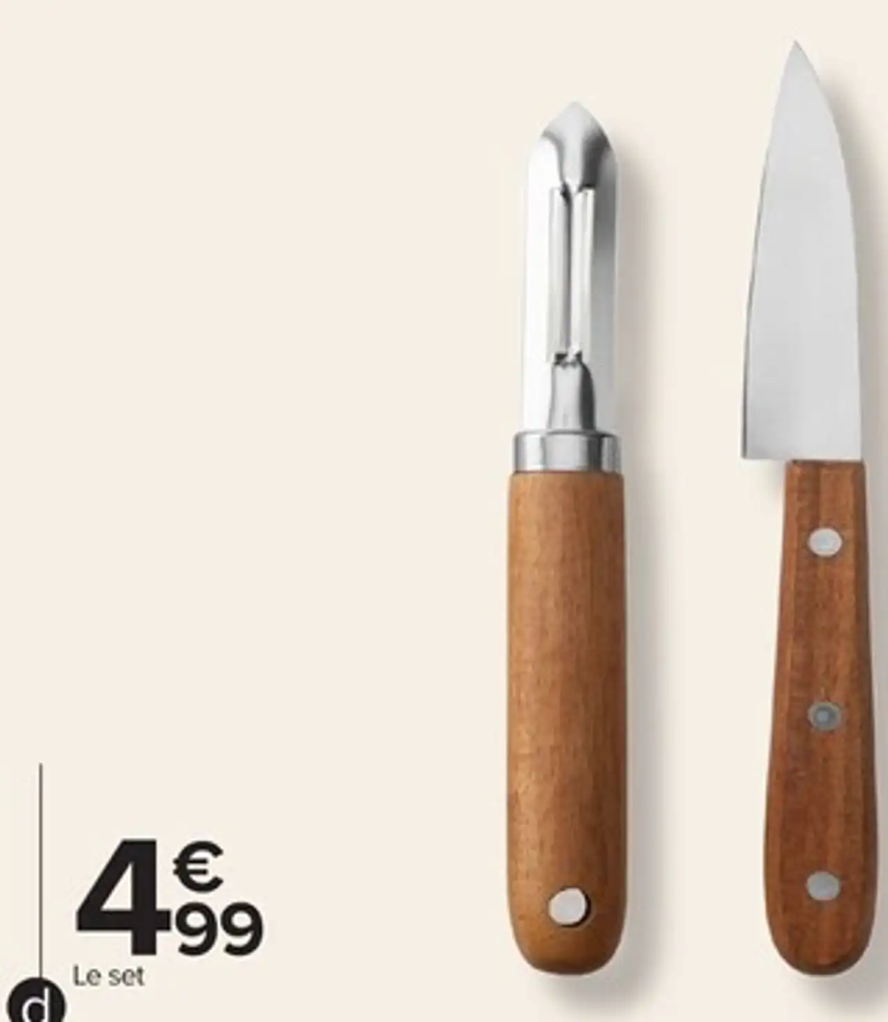 Set de couteau et éplucheur CARREFOUR Manche en bois d'acacia