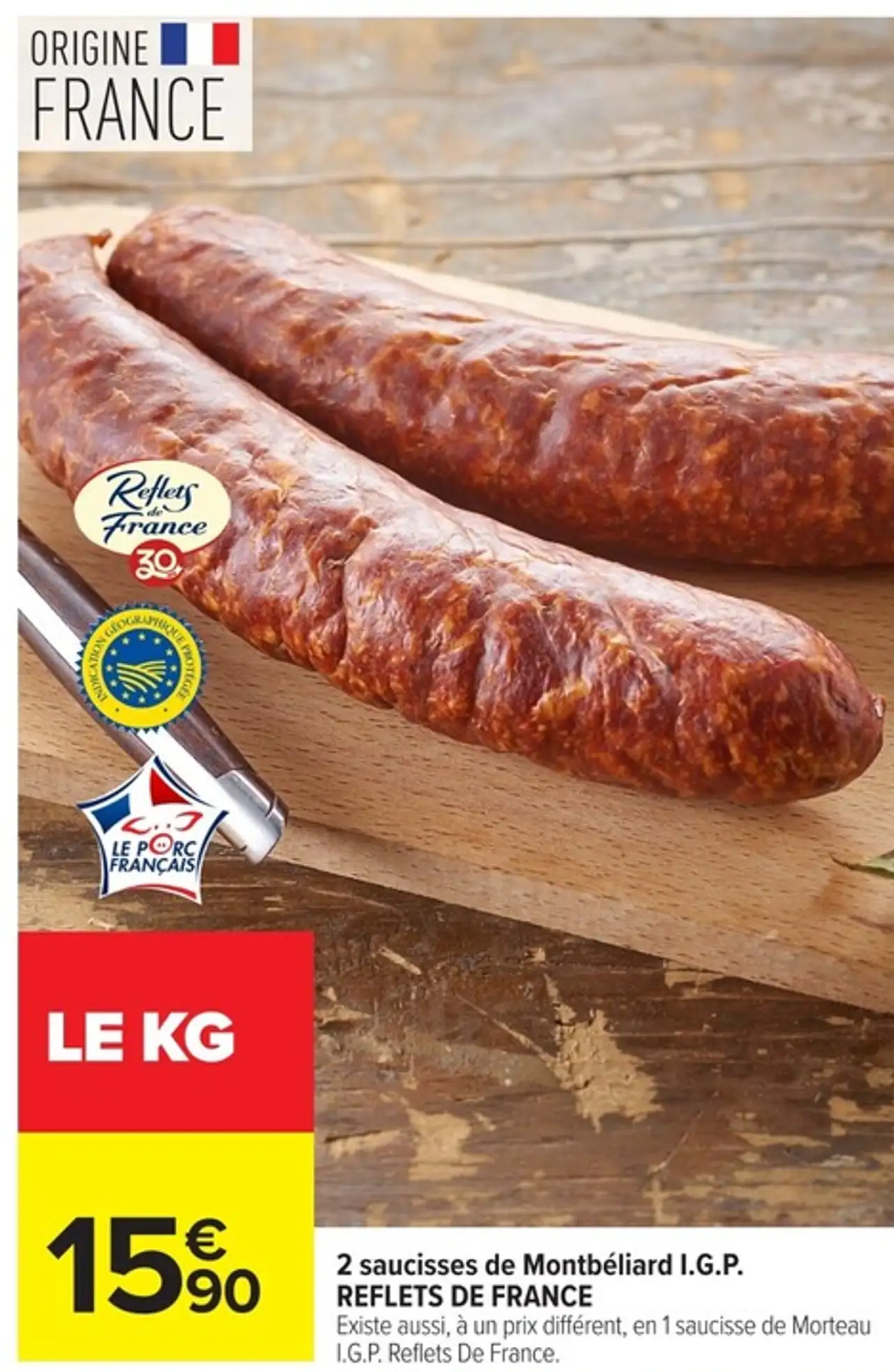 2 saucisses de Montbéliard I.G.P. REFLETS DE FRANCE