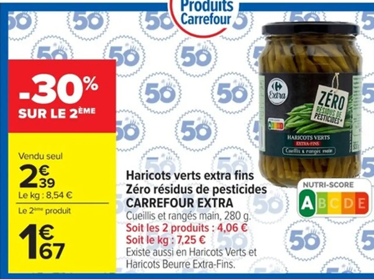 Haricots verts extra fins Zéro résidus de pesticides Carrefour Extra