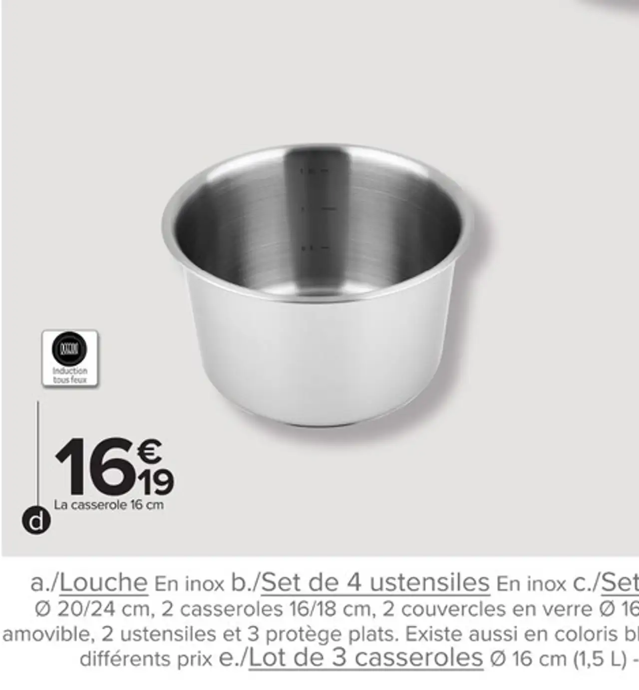 Casserole 16 cm, inox