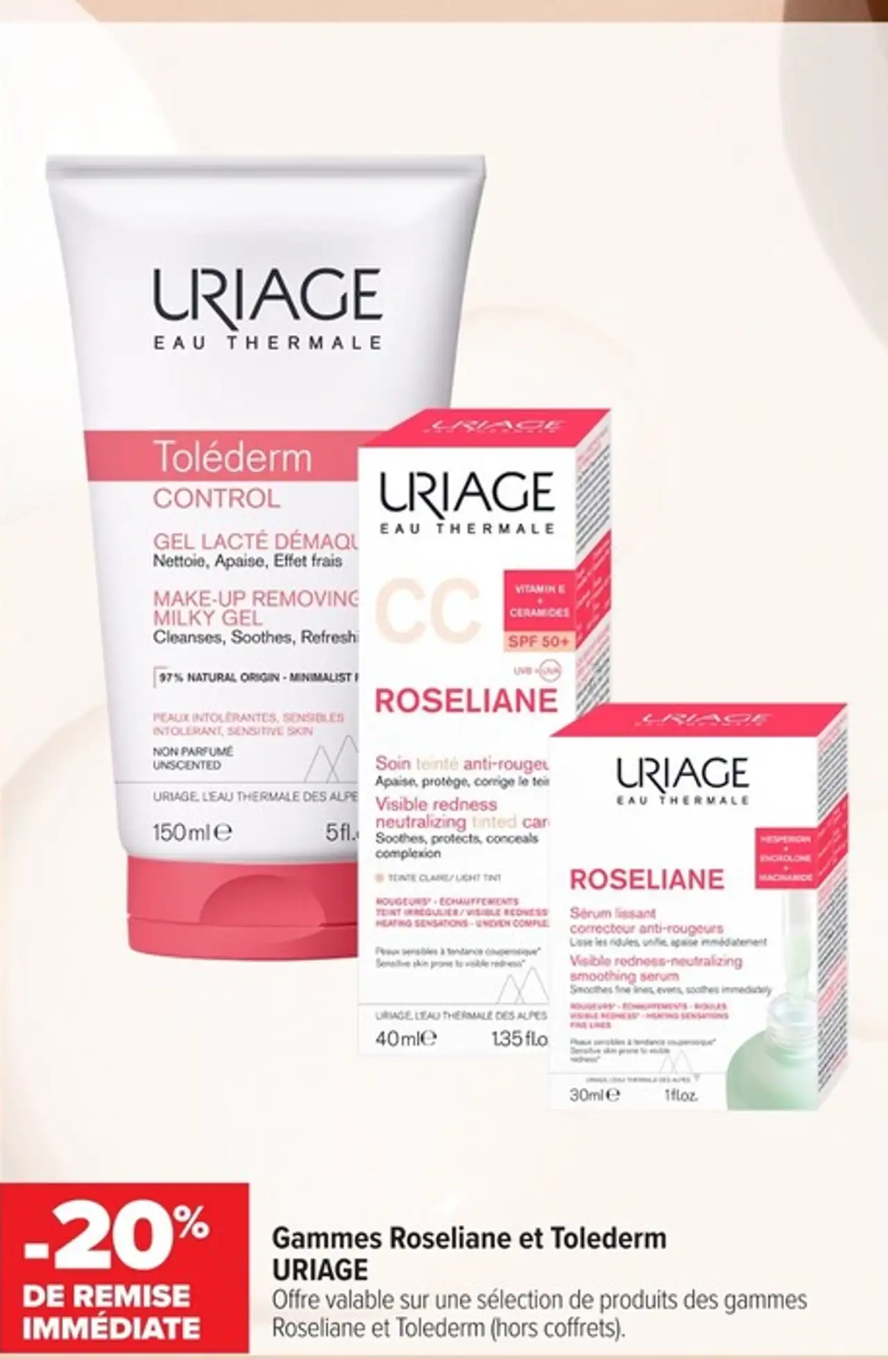 Gammes Roseliane et Tolederm URIAGE