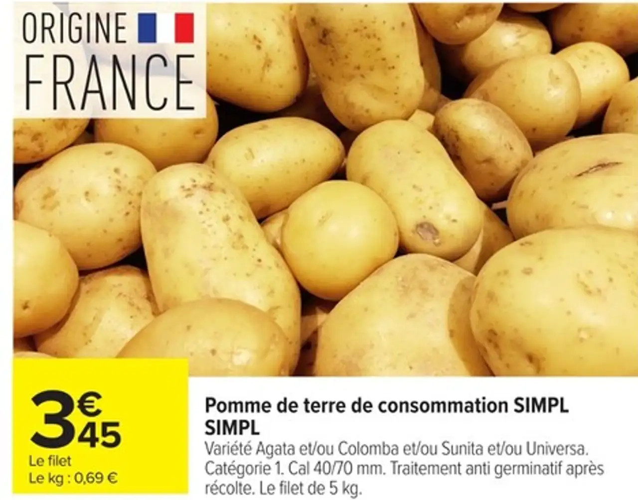 Pomme de terre de consommation SIMPL