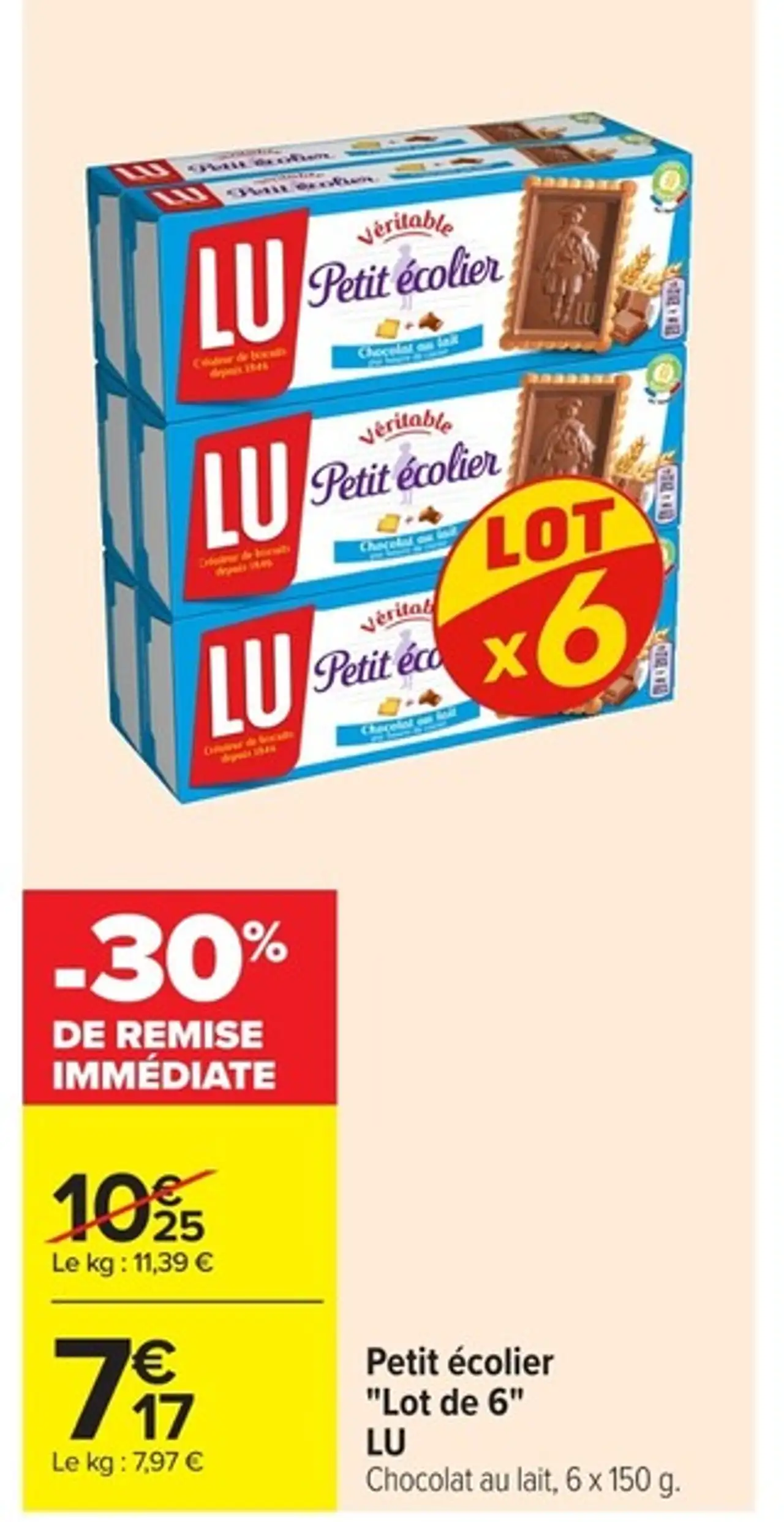 Petit écolier "Lot de 6" LU Chocolat au lait