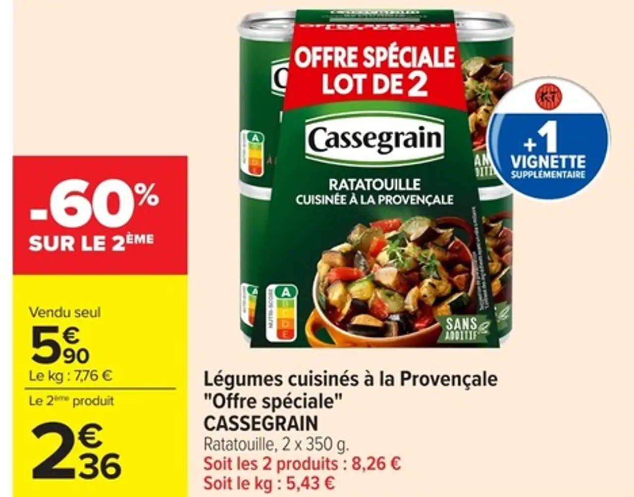 Légumes cuisinés à la Provençale "Offre spéciale" CASSEGRAIN Ratatouille