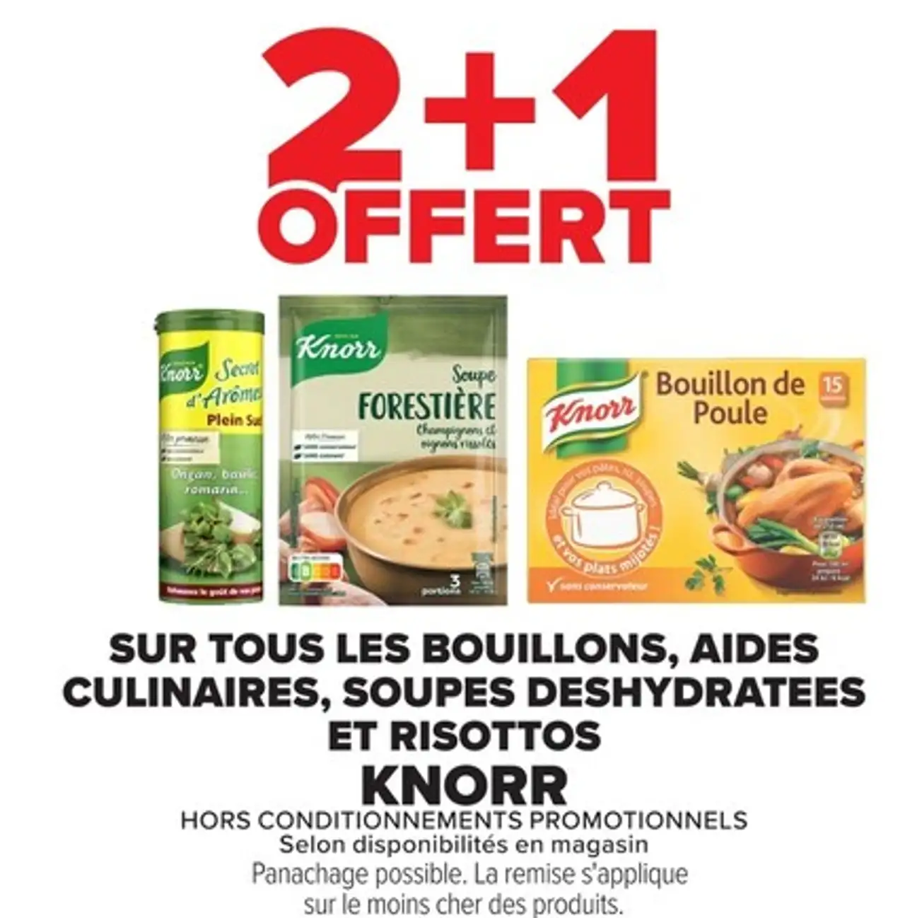 Sur tous les bouillons, aides culinaires, soupes déshydratées et risottos Knorr