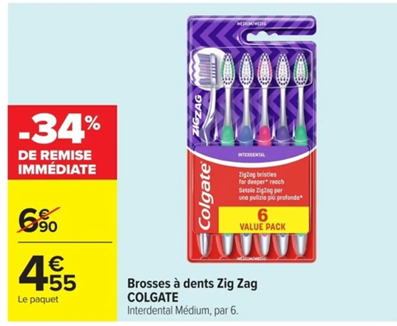 Brosses à dents Zig Zag COLGATE Interdental Médium, par 6