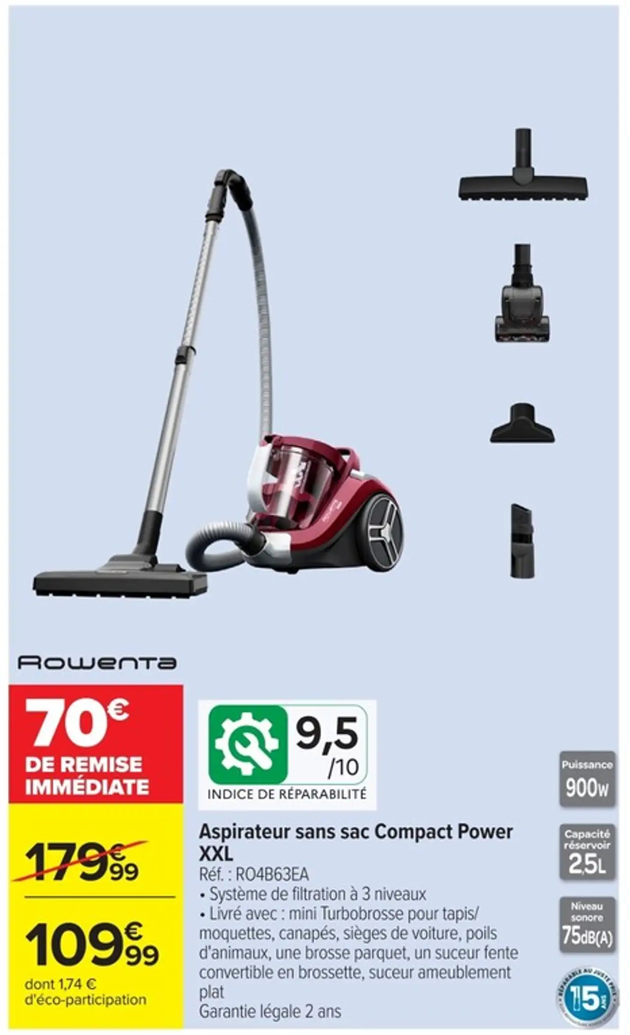 Aspirateur sans sac Rowenta Compact Power XXL RO4B63EA