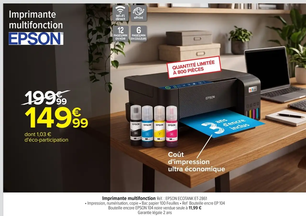 Imprimante multifonction Epson ECOTANK ET-2861