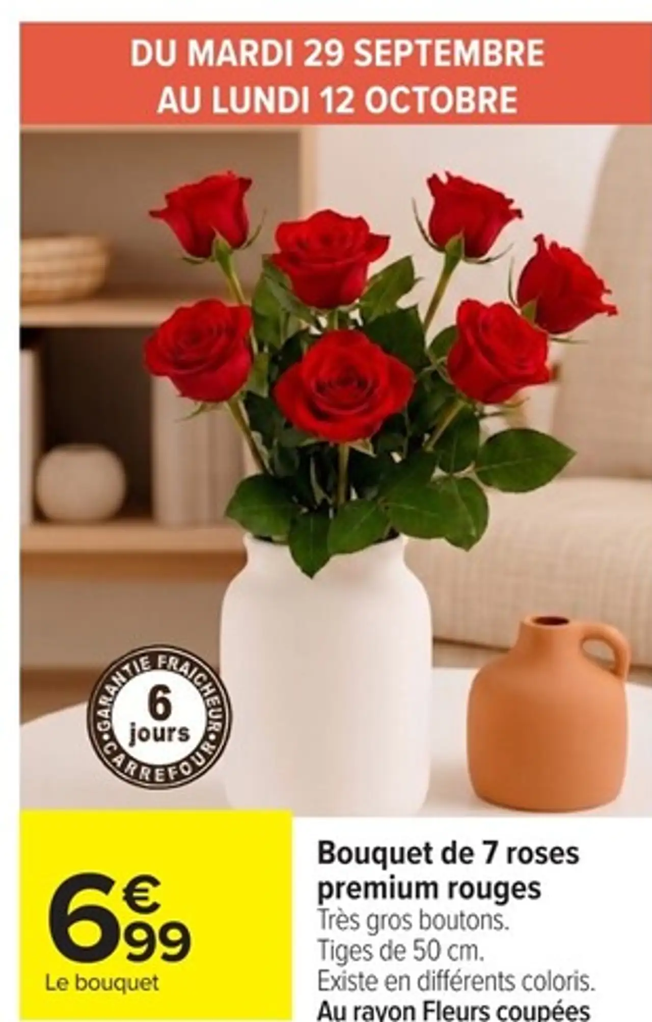 Bouquet de 7 roses premium rouges