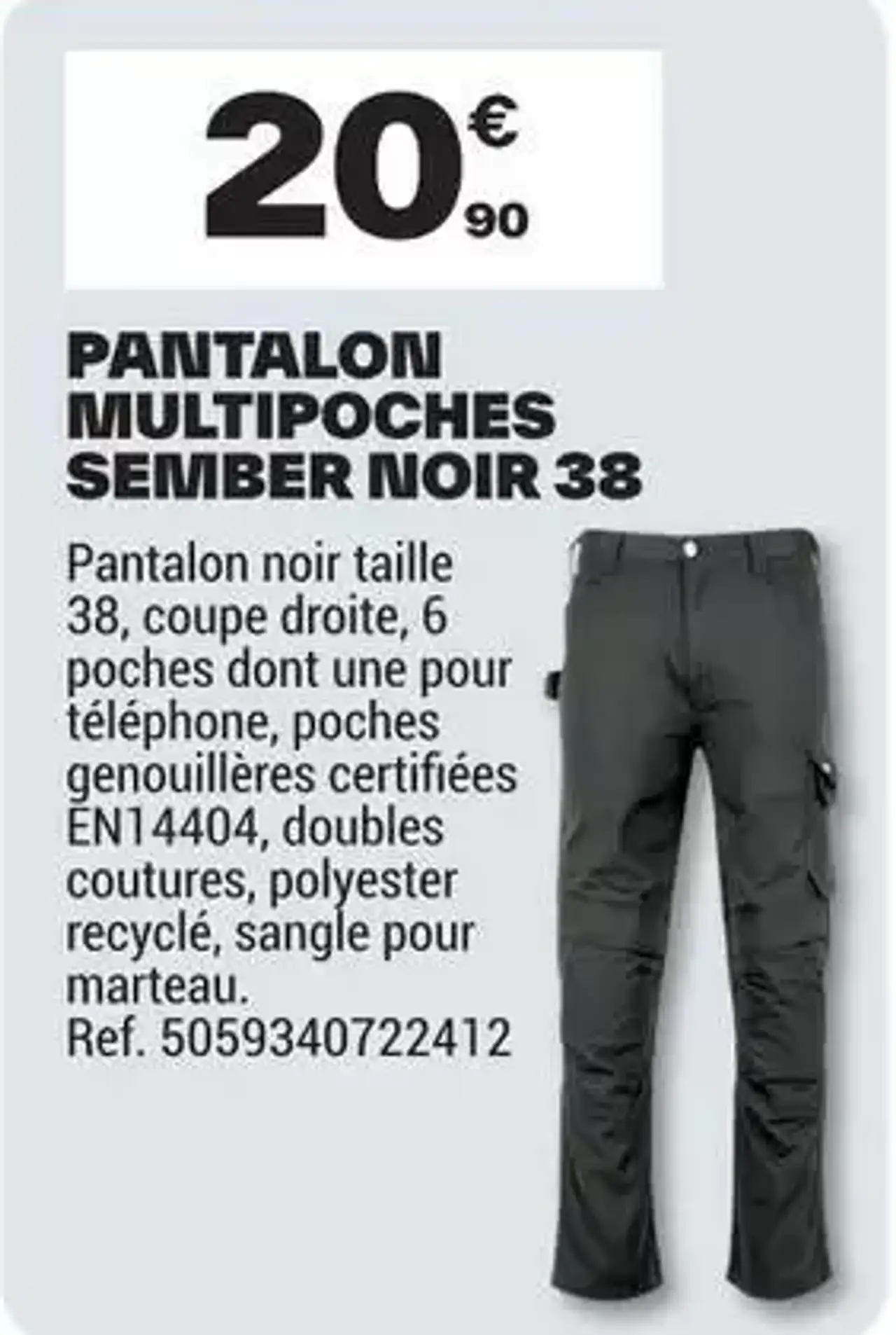 Pantalon Multipoches Sember Noir 38