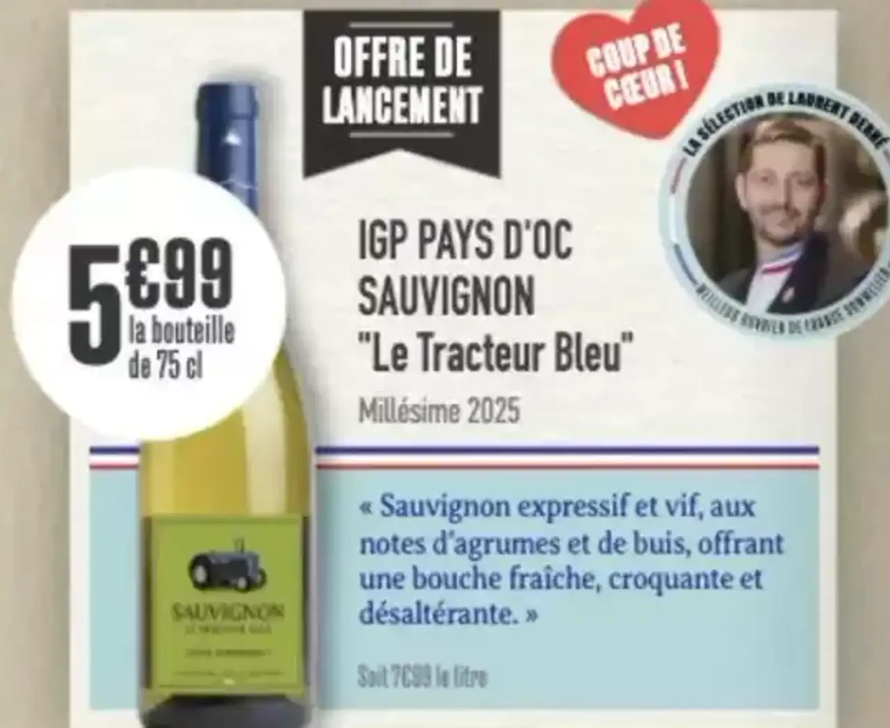 IGP Pays d'Oc Sauvignon "Le Tracteur Bleu"