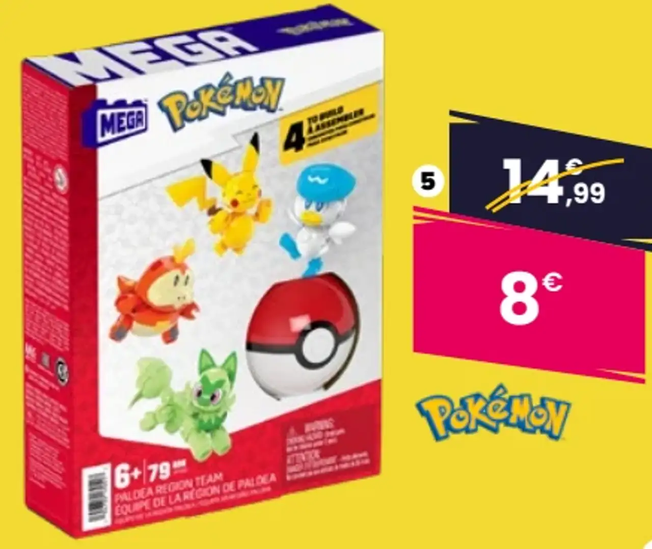 Mega Pokémon 4 Figurines à Construire et 1 Pokéball