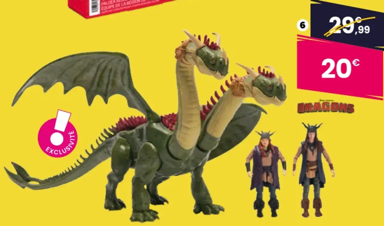 Pack Dragons Zippleback 35 cm et 2 figurines Viking