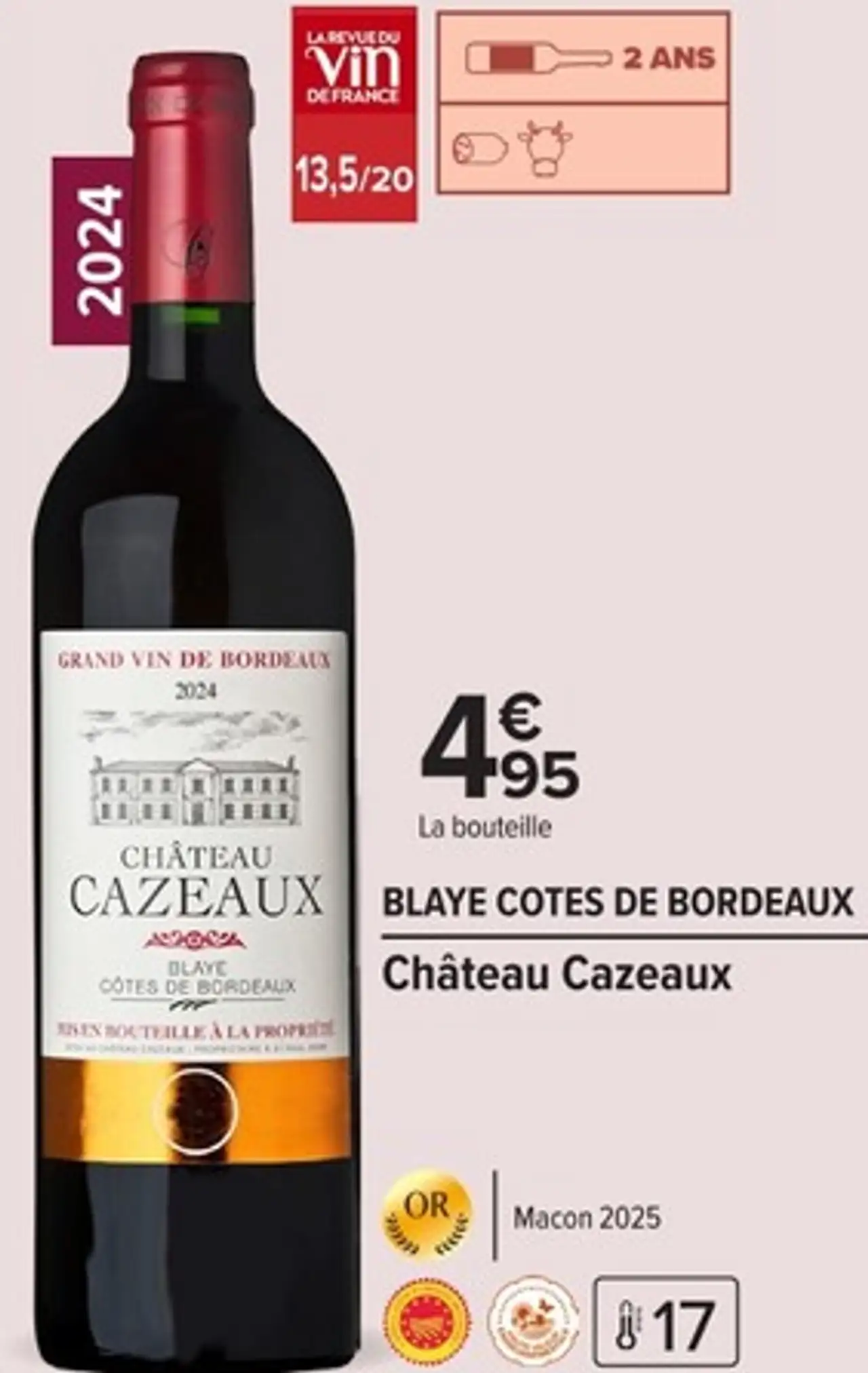 Blaye Cotes de Bordeaux Château Cazeaux 2024