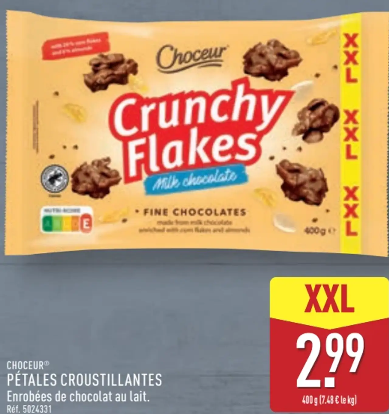 Pétales croustillantes enrobées de chocolat au lait Choceur Crunchy Flakes