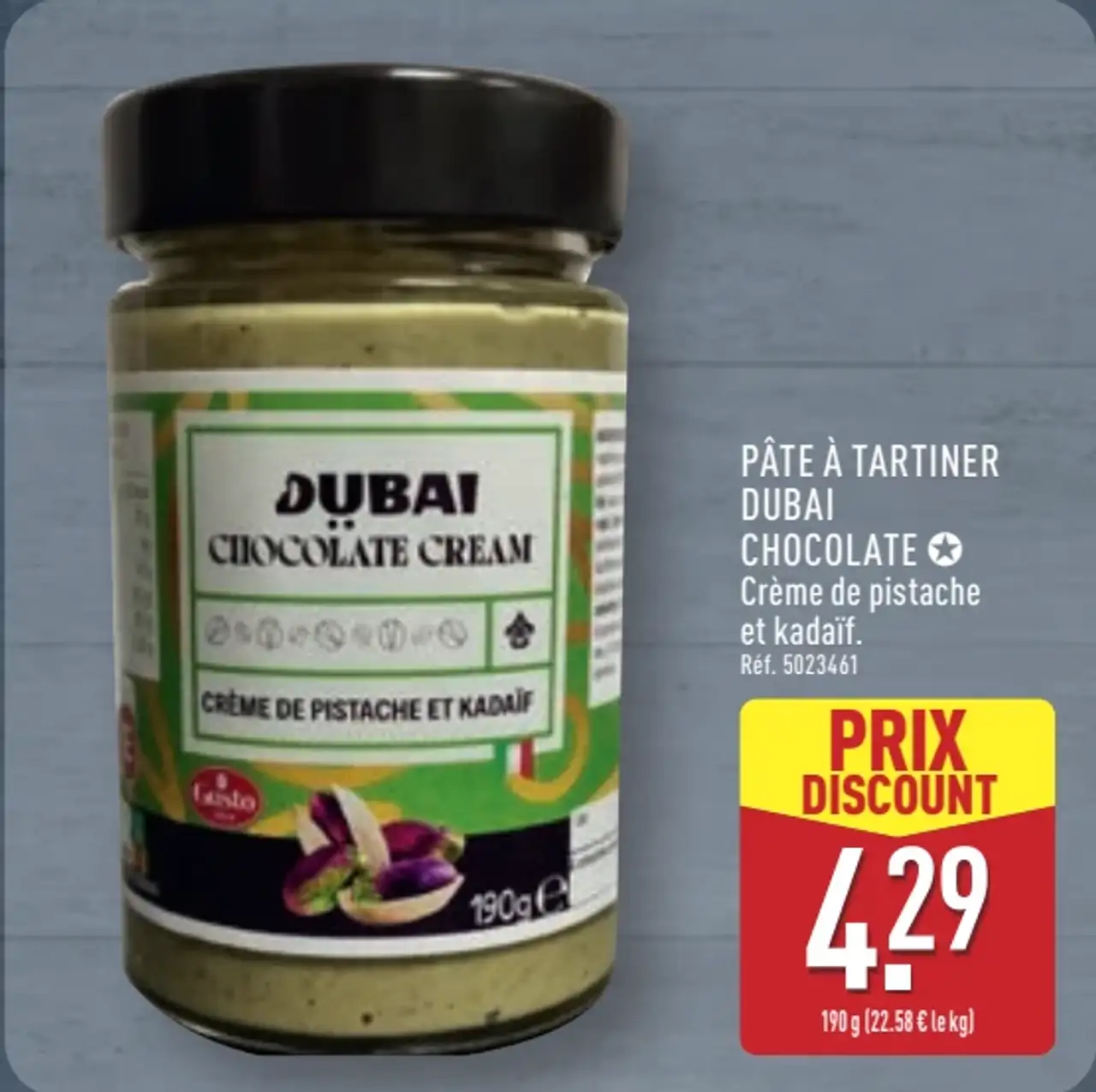PÂTE À TARTINER DUBAI CHOCOLATE Crème de pistache et kadaïf.