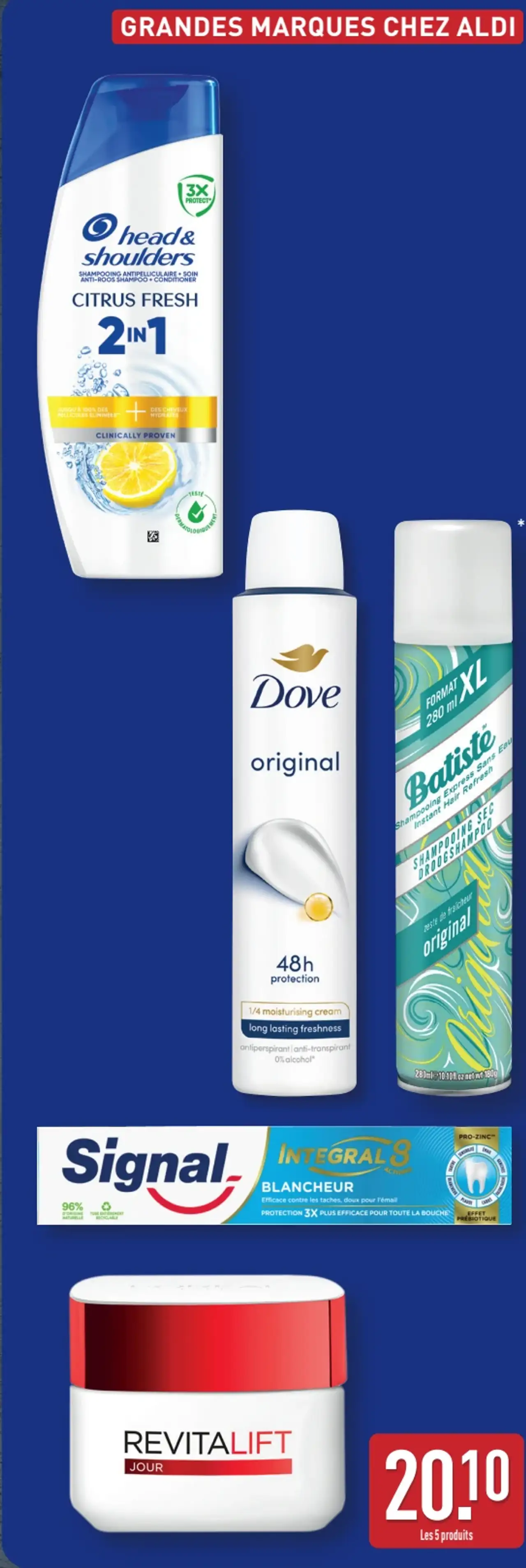 Sélection de 5 produits Grandes Marques (Head & Shoulders, Dove, Batiste, Signal, L'Oréal)