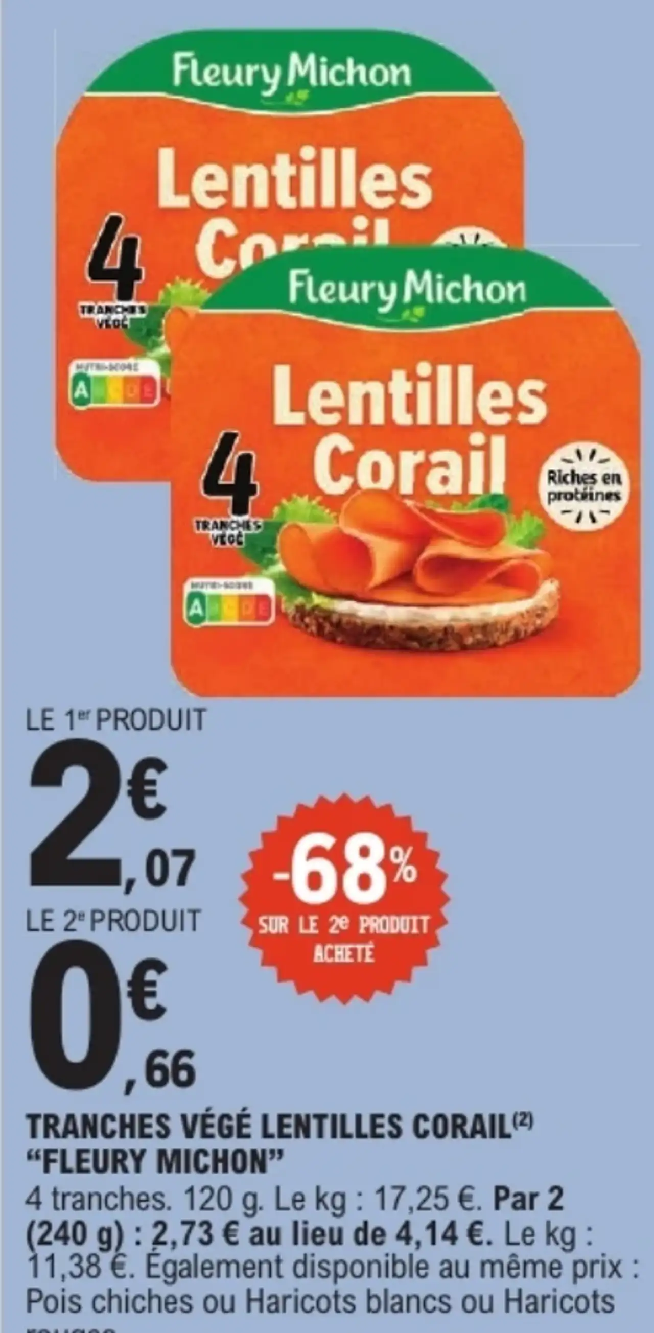 Tranches végétales lentilles corail Fleury Michon