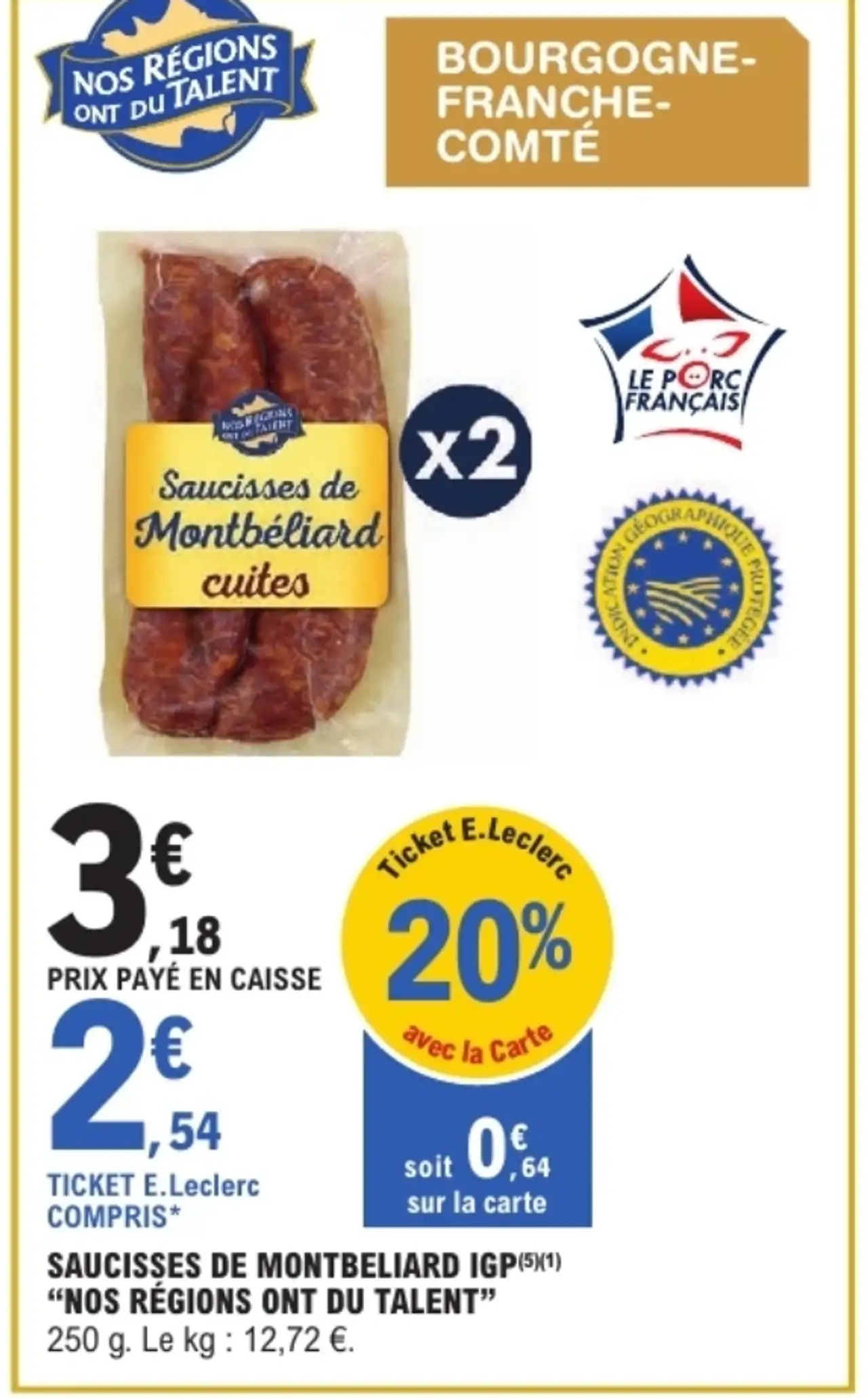 Saucisses de Montbéliard cuites Nos Régions ont du Talent