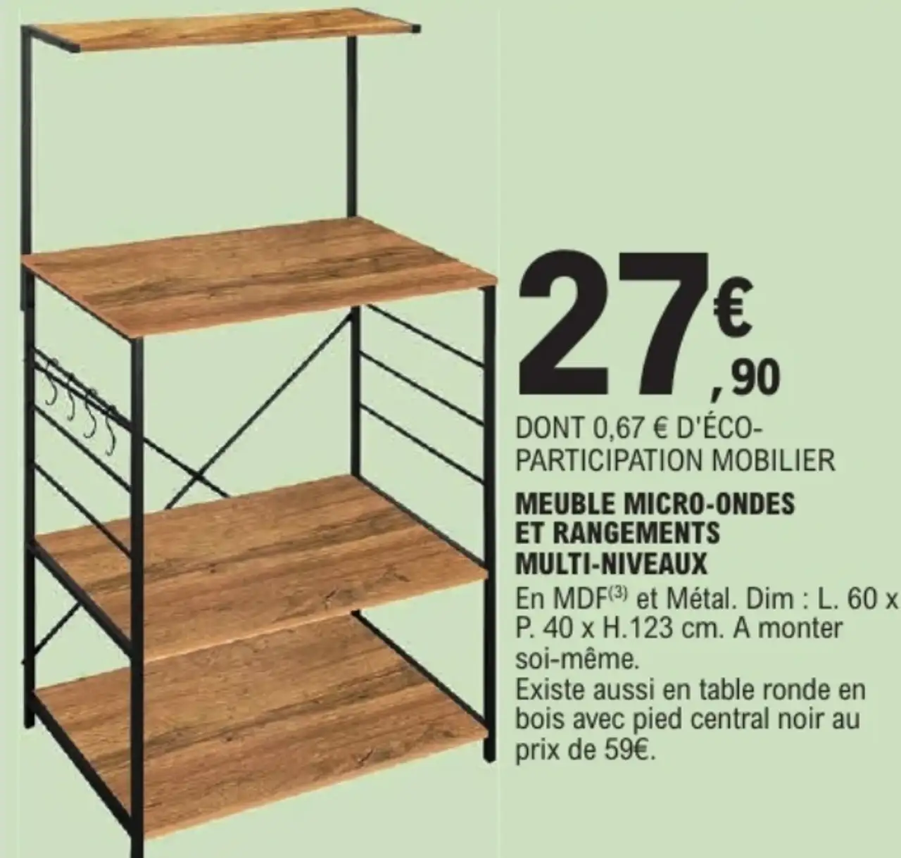 Meuble micro-ondes et rangements multi-niveaux