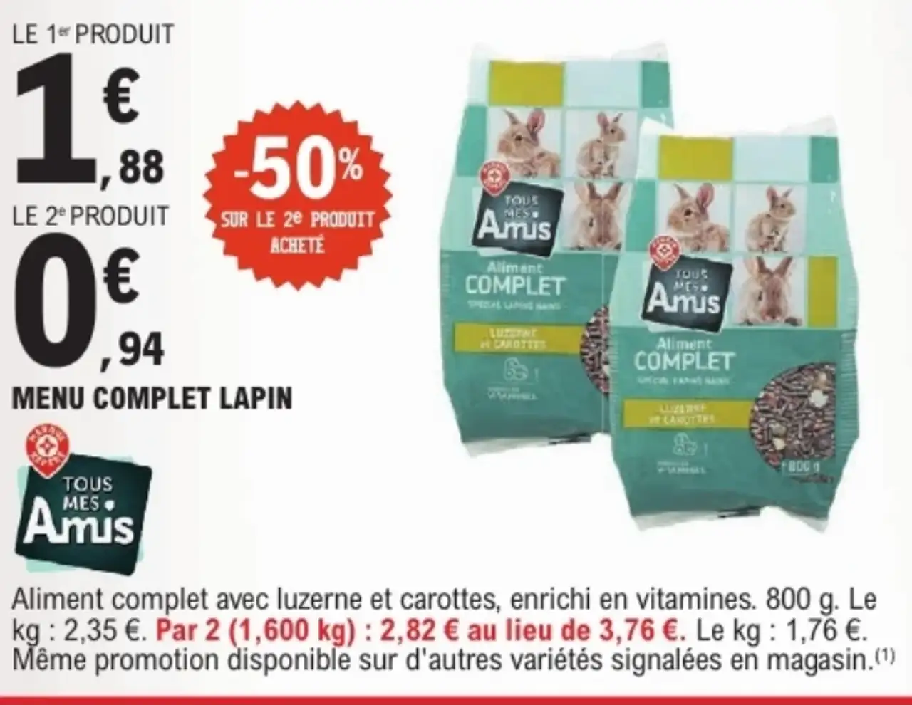 Menu complet lapin "Tous Mes Amis"