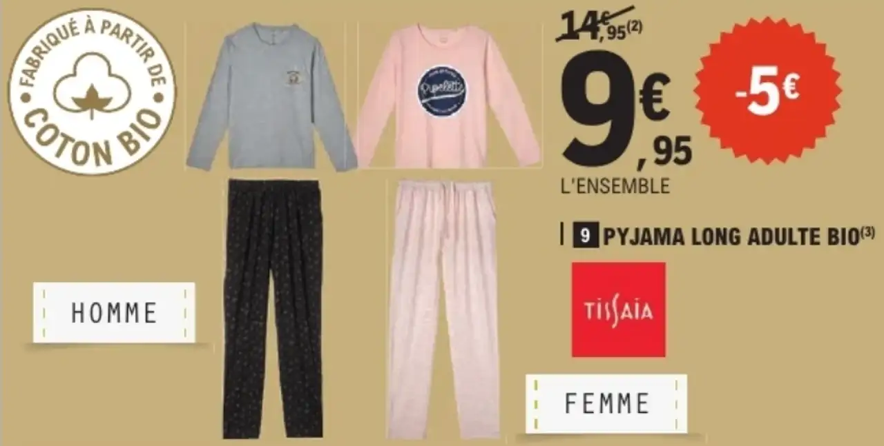 Pyjama long adulte bio Tissaia
