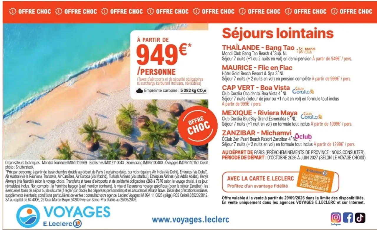 Séjours lointains Voyages E.Leclerc