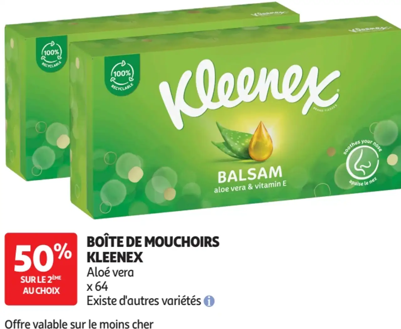 Boîte de mouchoirs Kleenex Aloé vera x 64