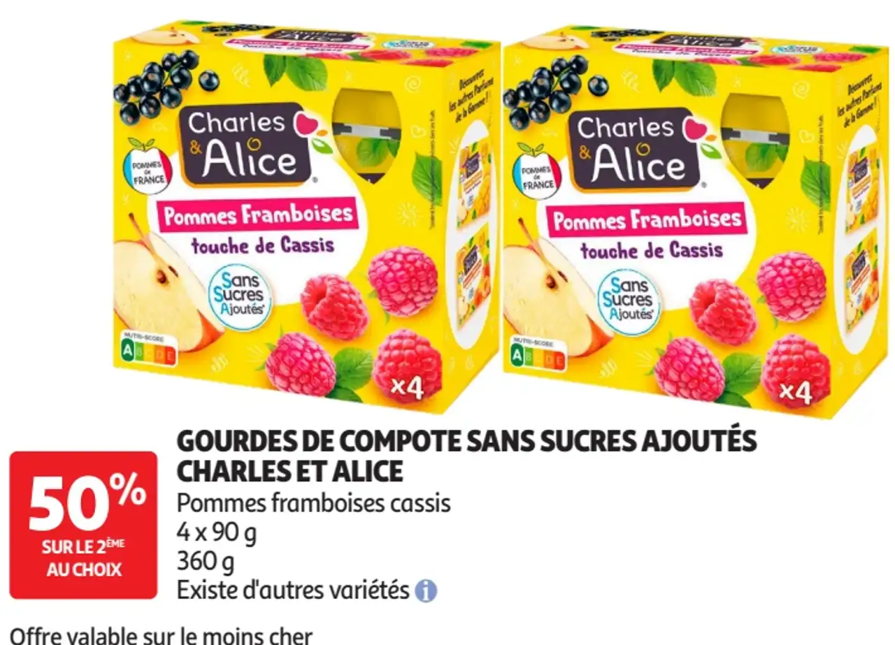 Gourdes de compote sans sucres ajoutés Charles & Alice