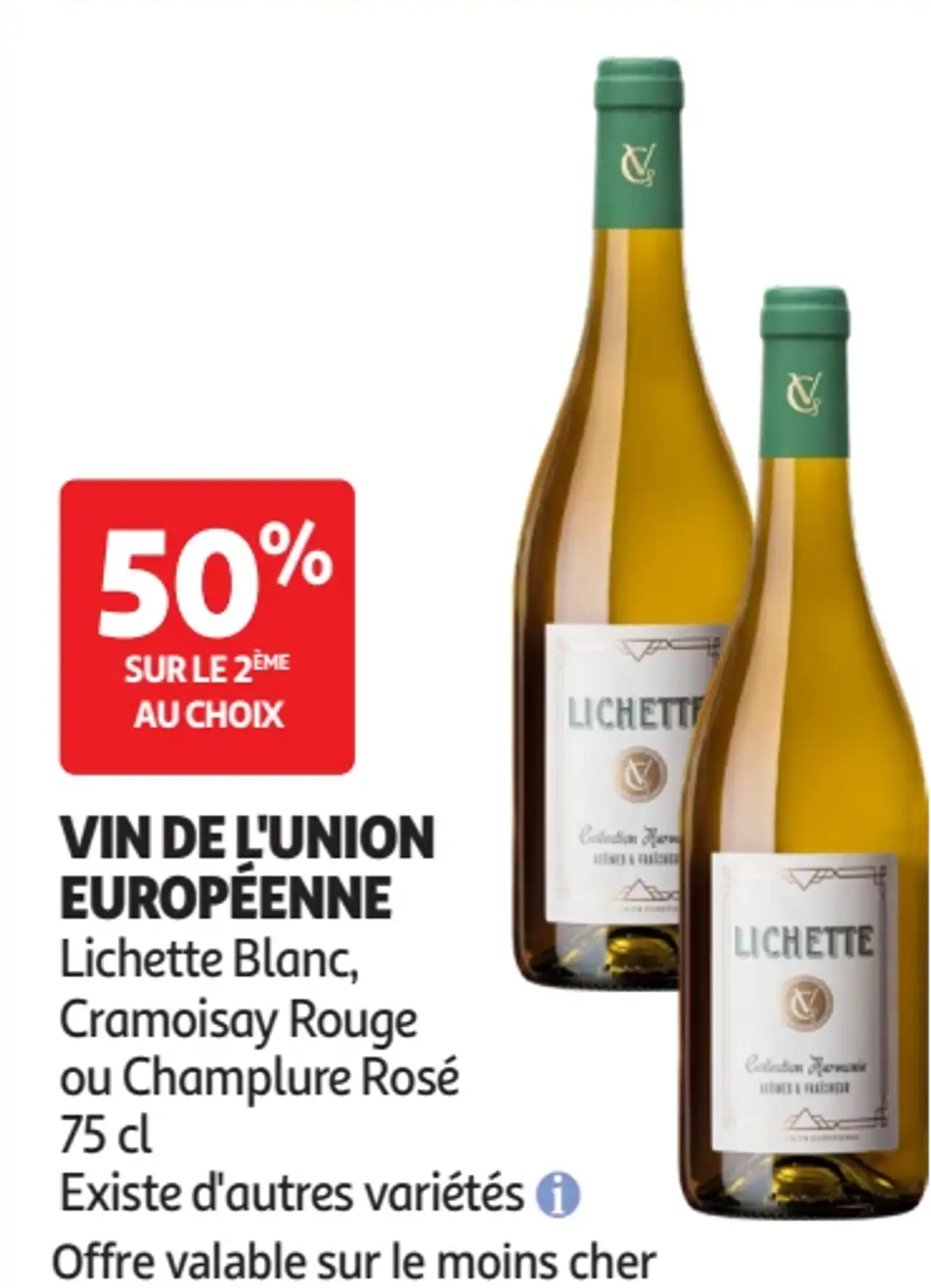 Vin de l'Union Européenne Lichette Blanc, Cramoisay Rouge ou Champlure Rosé