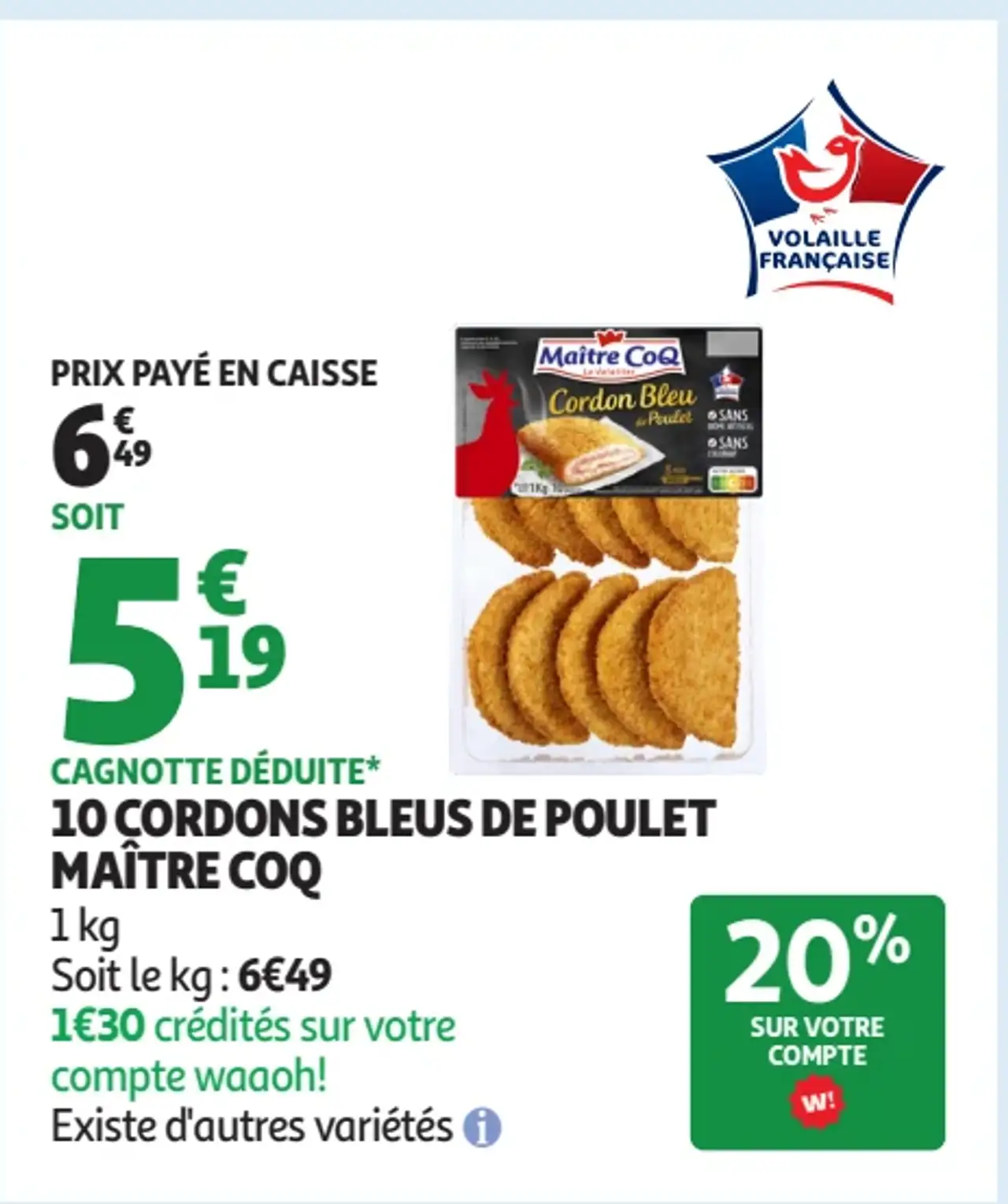 10 cordons bleus de poulet Maître Coq