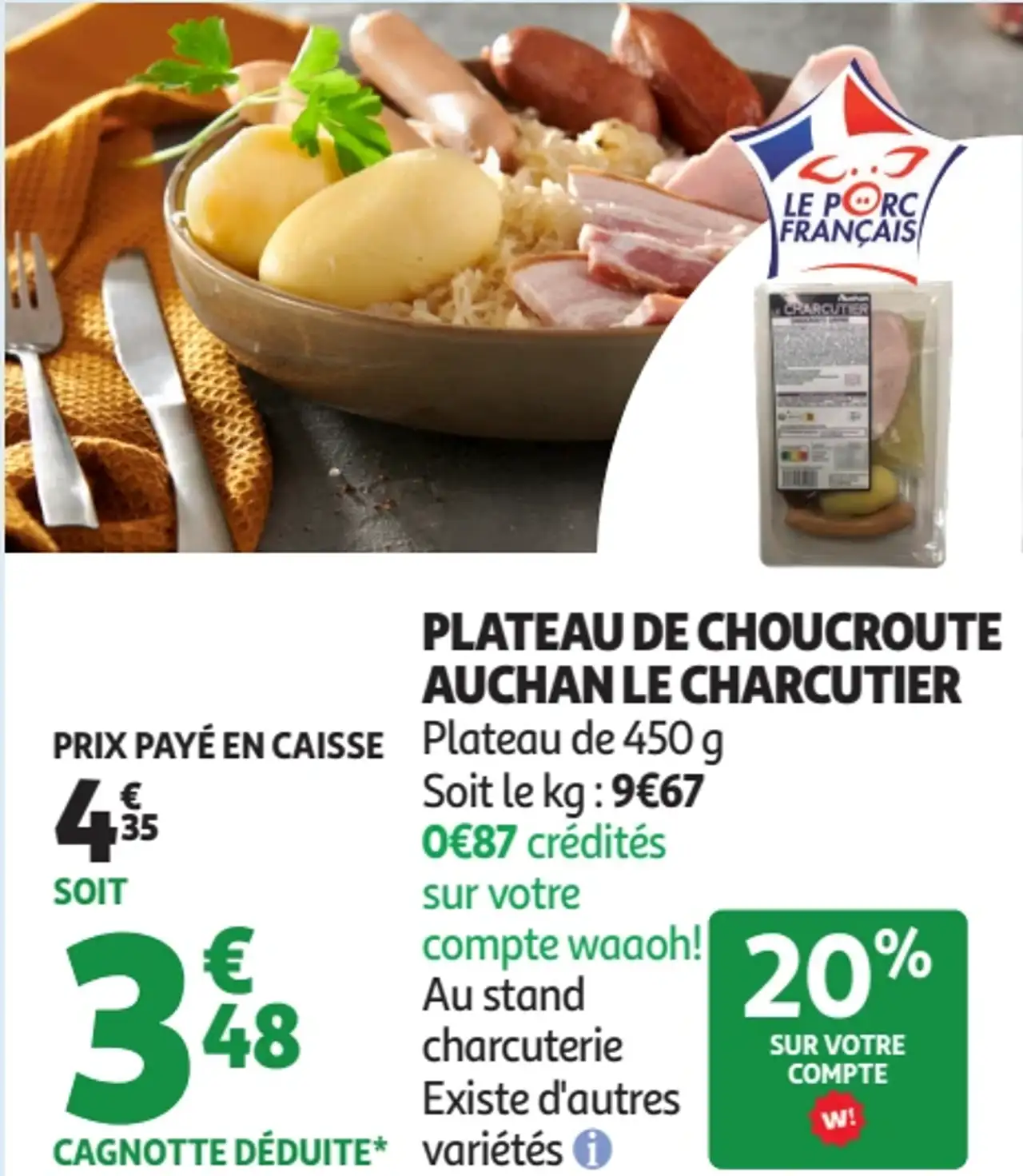 Plateau de choucroute Auchan Le Charcutier