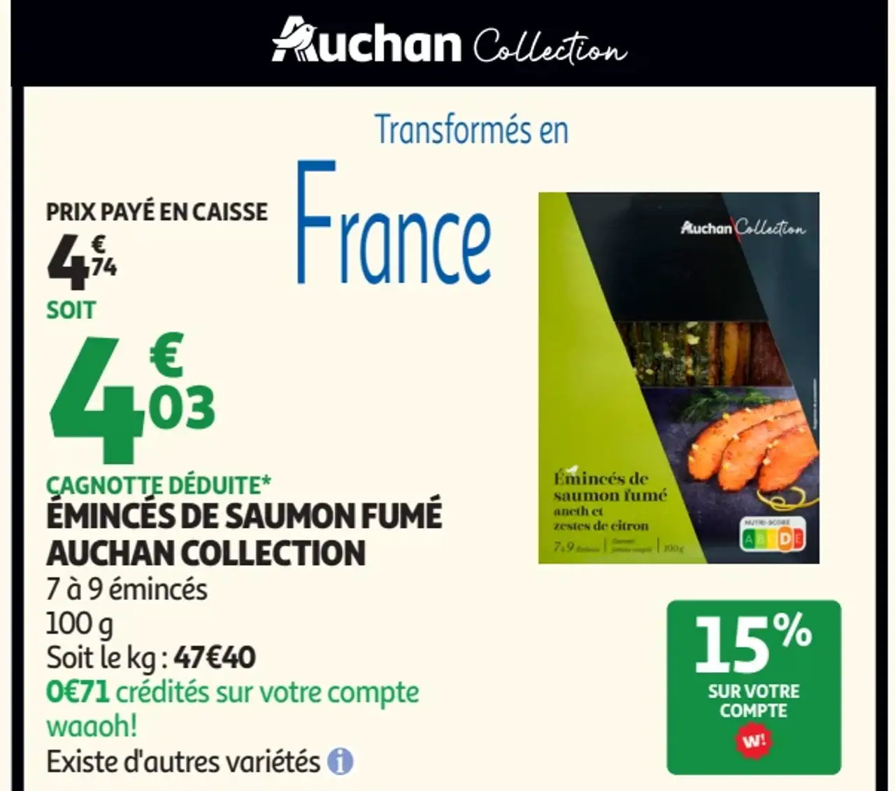 Émincés de Saumon Fumé Auchan Collection