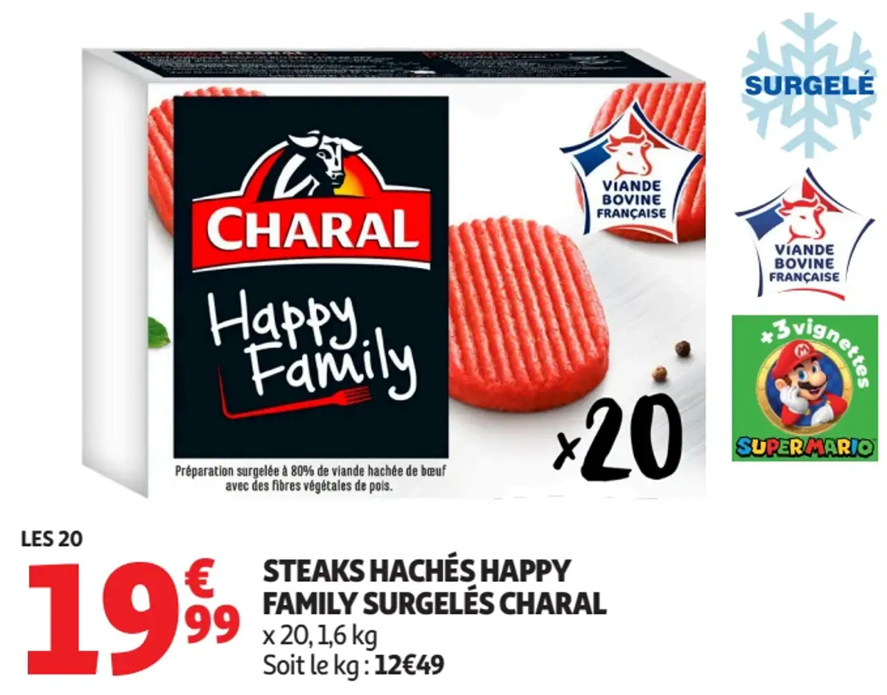 STEAKS HACHÉS HAPPY FAMILY SURGELÉS CHARAL