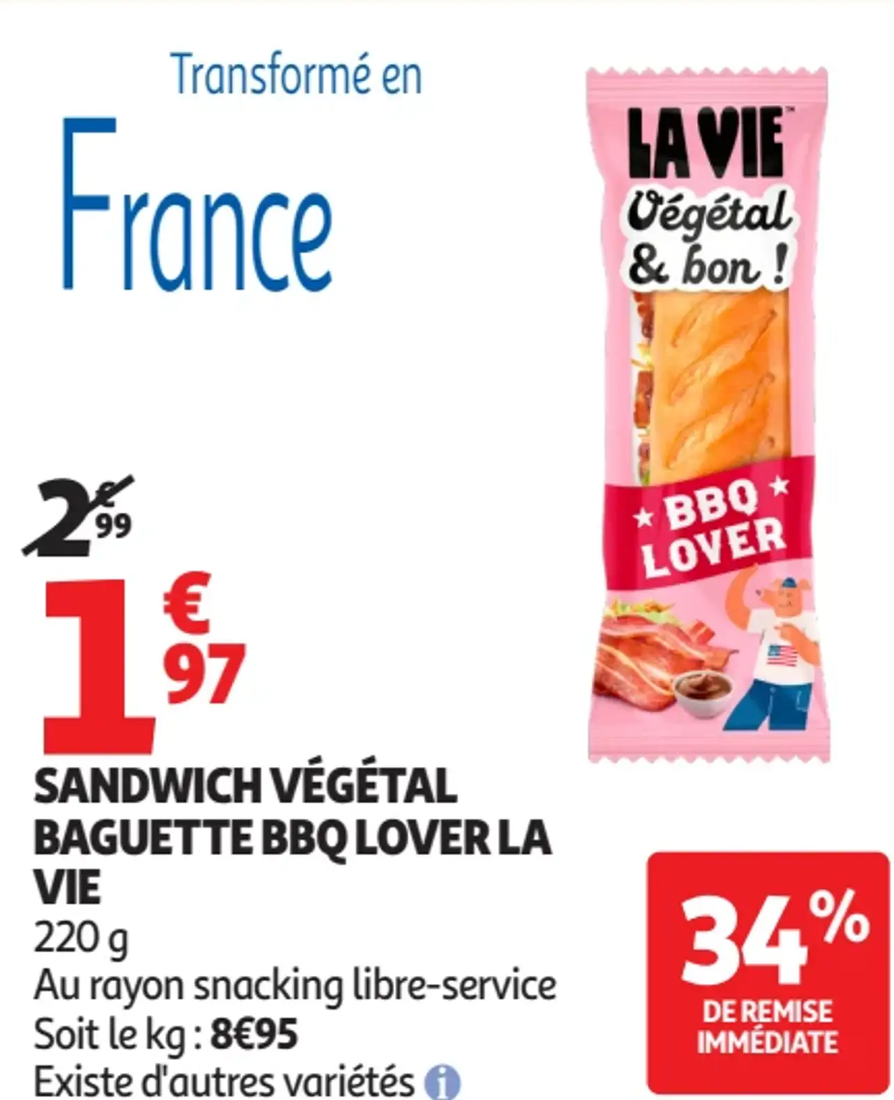 Sandwich végétal baguette BBQ Lover La Vie