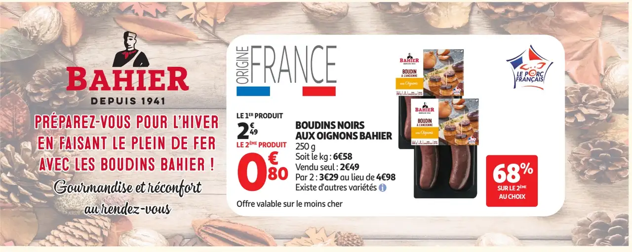 BOUDINS NOIRS AUX OIGNONS BAHIER