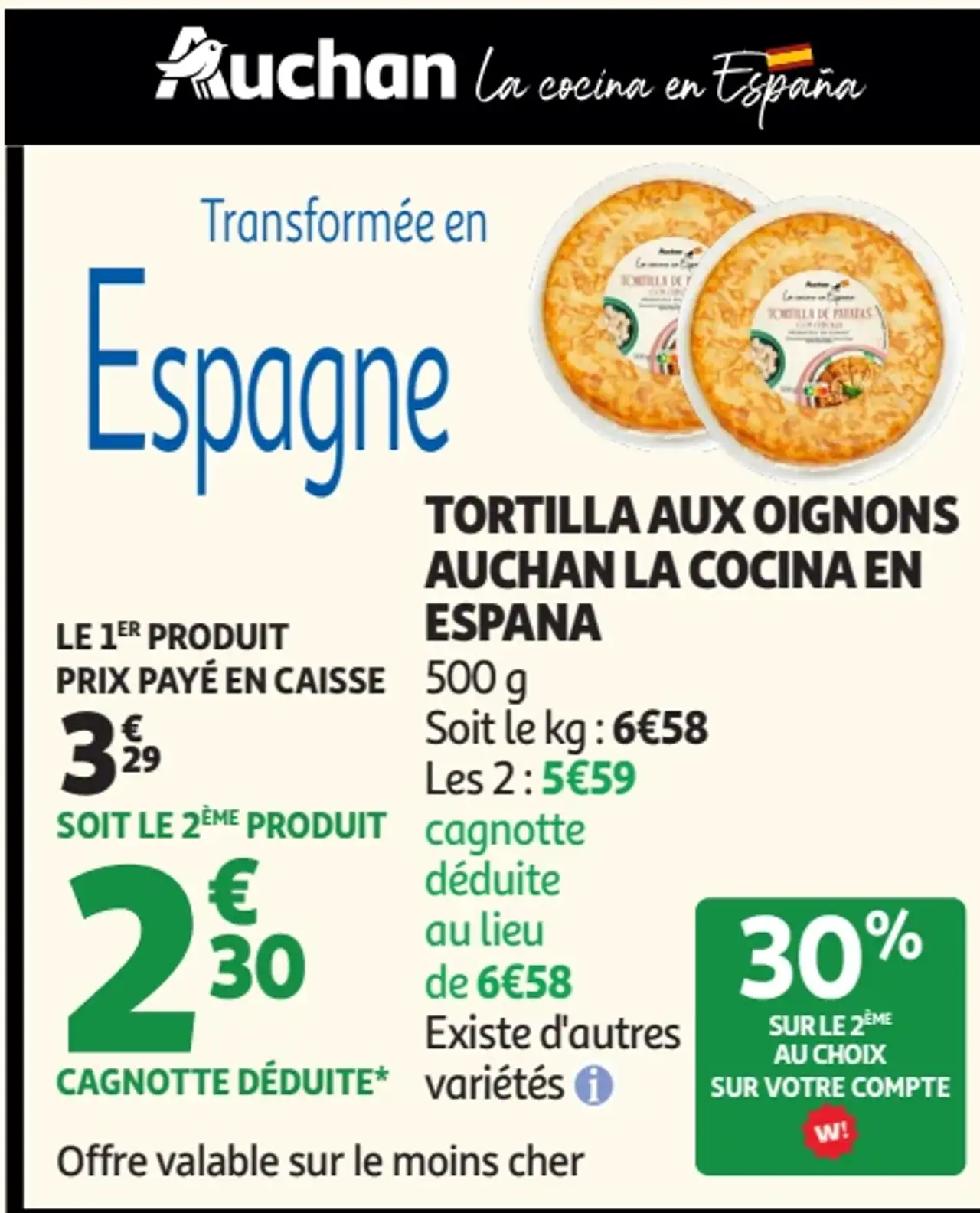 Tortilla aux oignons Auchan La Cocina en Espana