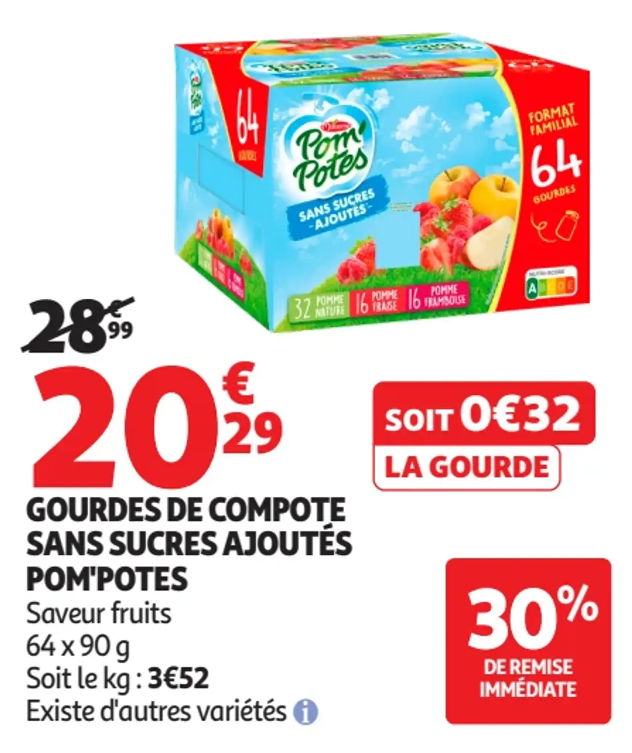 Gourdes de compote sans sucres ajoutés Pom'Potes