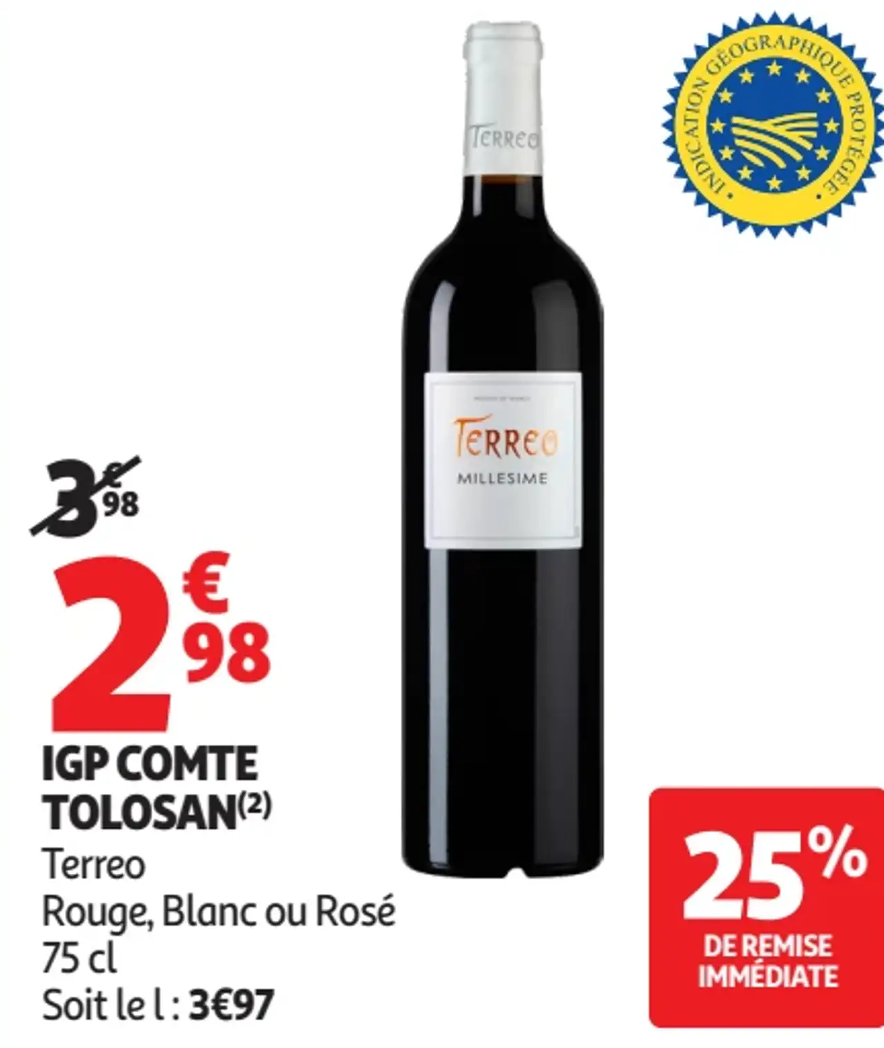 IGP Comte Tolosan Terreo Rouge, Blanc ou Rosé